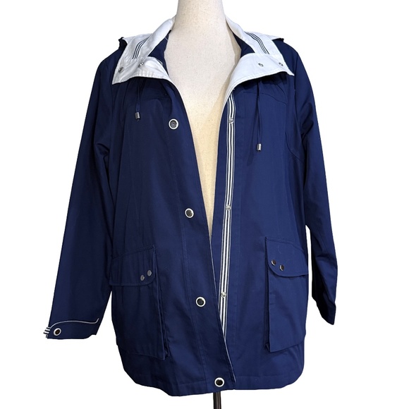 🌂 Plus Size 1X Mackintosh New England Navy Hooded Rain Jacket - Picture 6 of 6